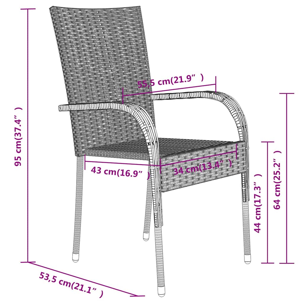 5-dijelni vrtni blagovaonski set crni Crna Dužina stola 80 cm