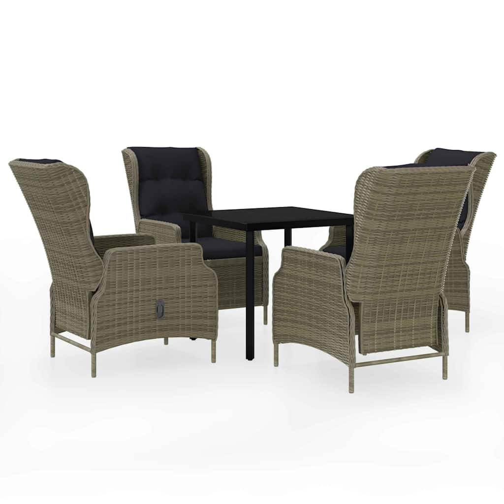 5-dijelni vrtni blagovaonski set smeđi Smeđa Dužina stola 80 cm