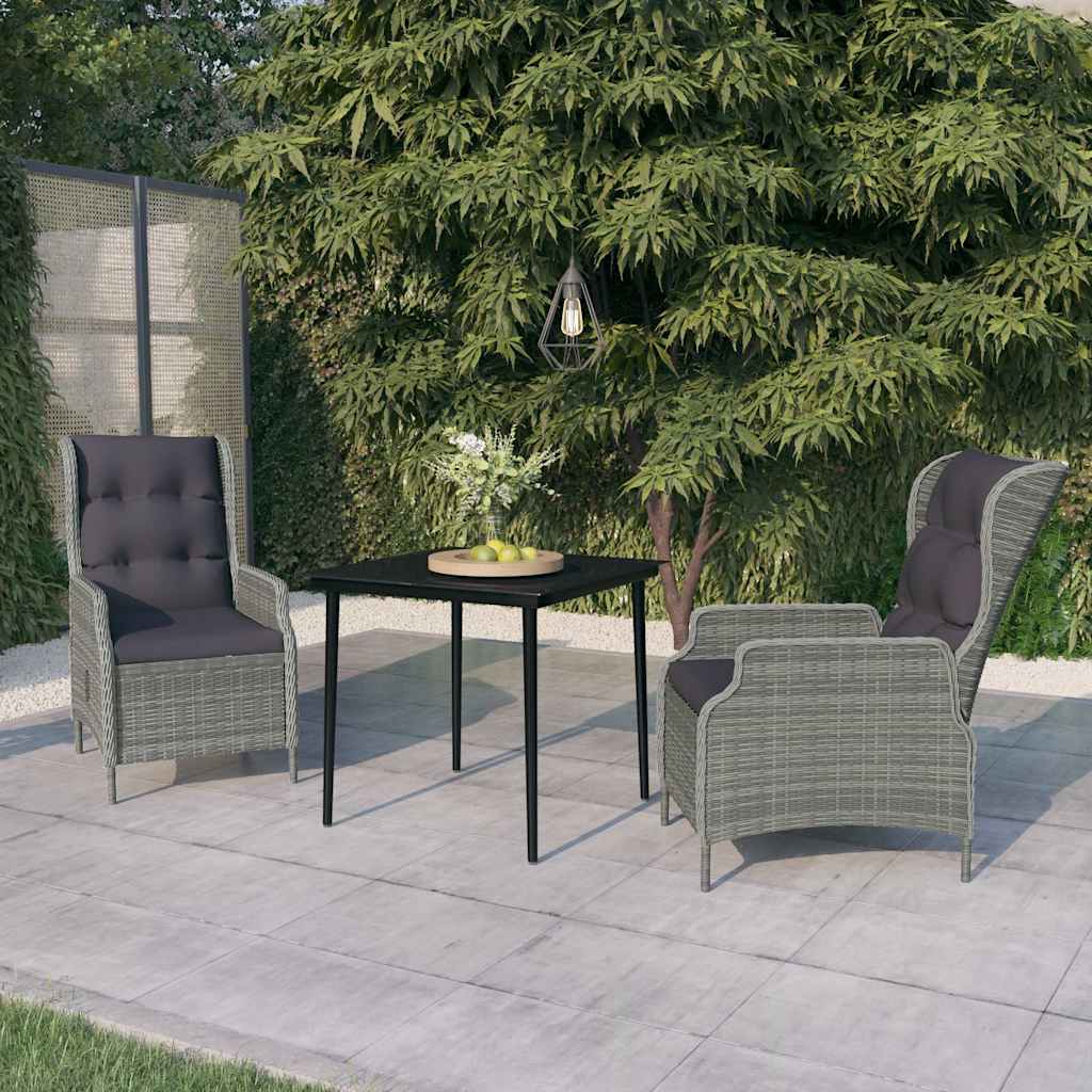 3-dijelni vrtni blagovaonski set svjetlosivi Siva Dužina stola 80 cm