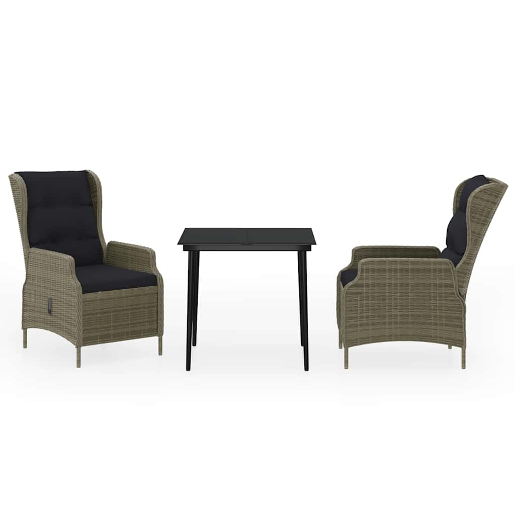 3-dijelni vrtni blagovaonski set smeđi Smeđa Dužina stola 80 cm