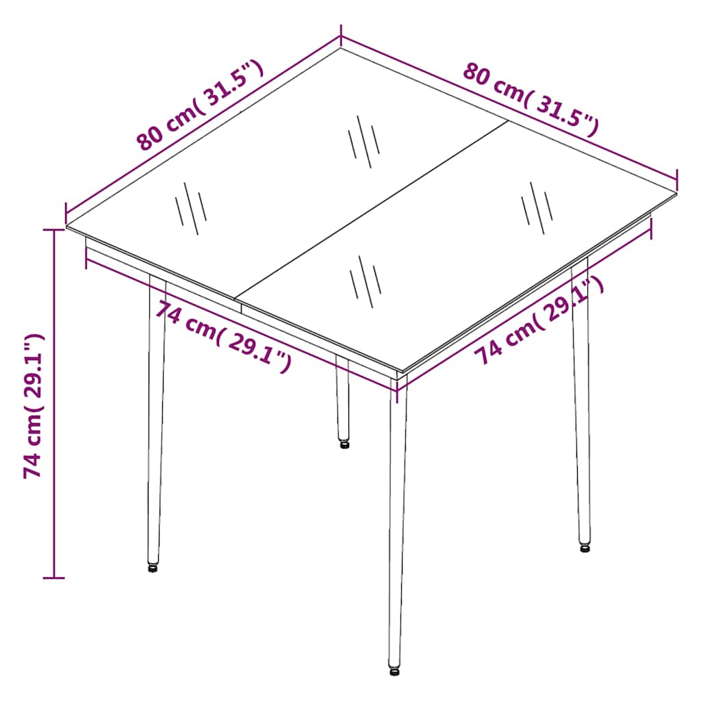 3-dijelni vrtni blagovaonski set smeđi Smeđa Dužina stola 80 cm