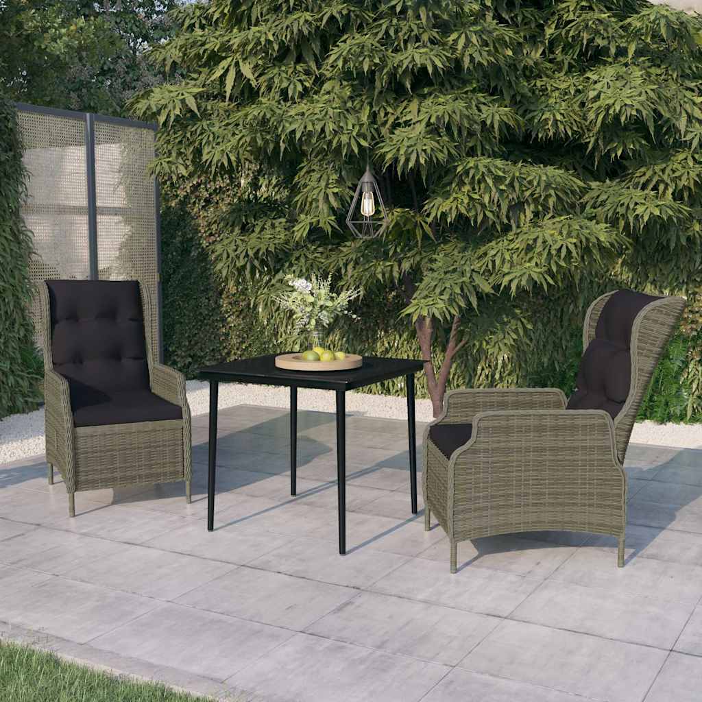 3-dijelni vrtni blagovaonski set smeđi Smeđa Dužina stola 80 cm