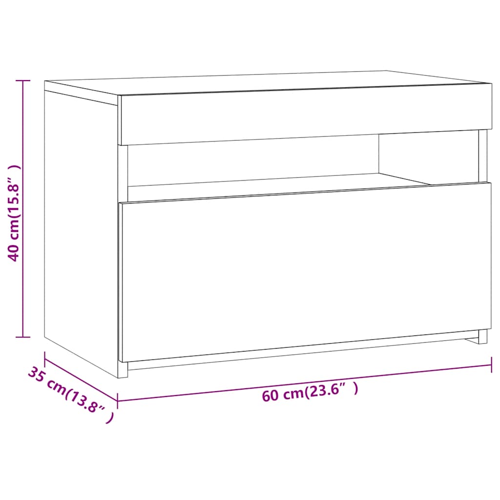 TV ormarić s LED svjetlima boja hrasta sonome 60 x 35 x 40 cm