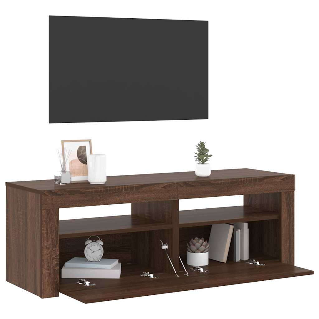 TV ormarić s LED svjetlima boja smeđeg hrasta 120 x 35 x 40 cm