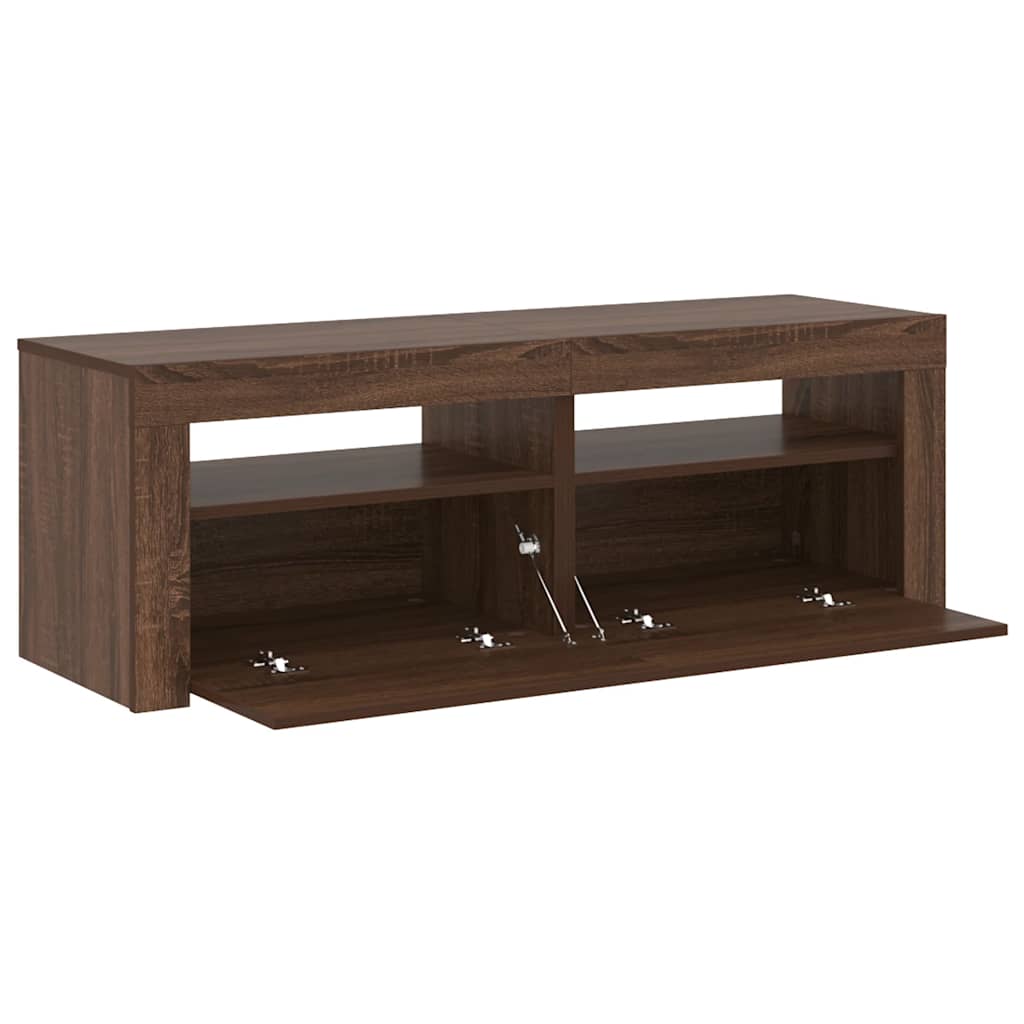 TV ormarić s LED svjetlima boja smeđeg hrasta 120 x 35 x 40 cm