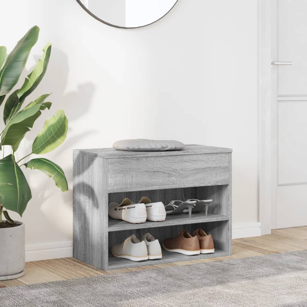 Klupa za cipele boja sivog hrasta 60x30x45 cm konstruirano drvo