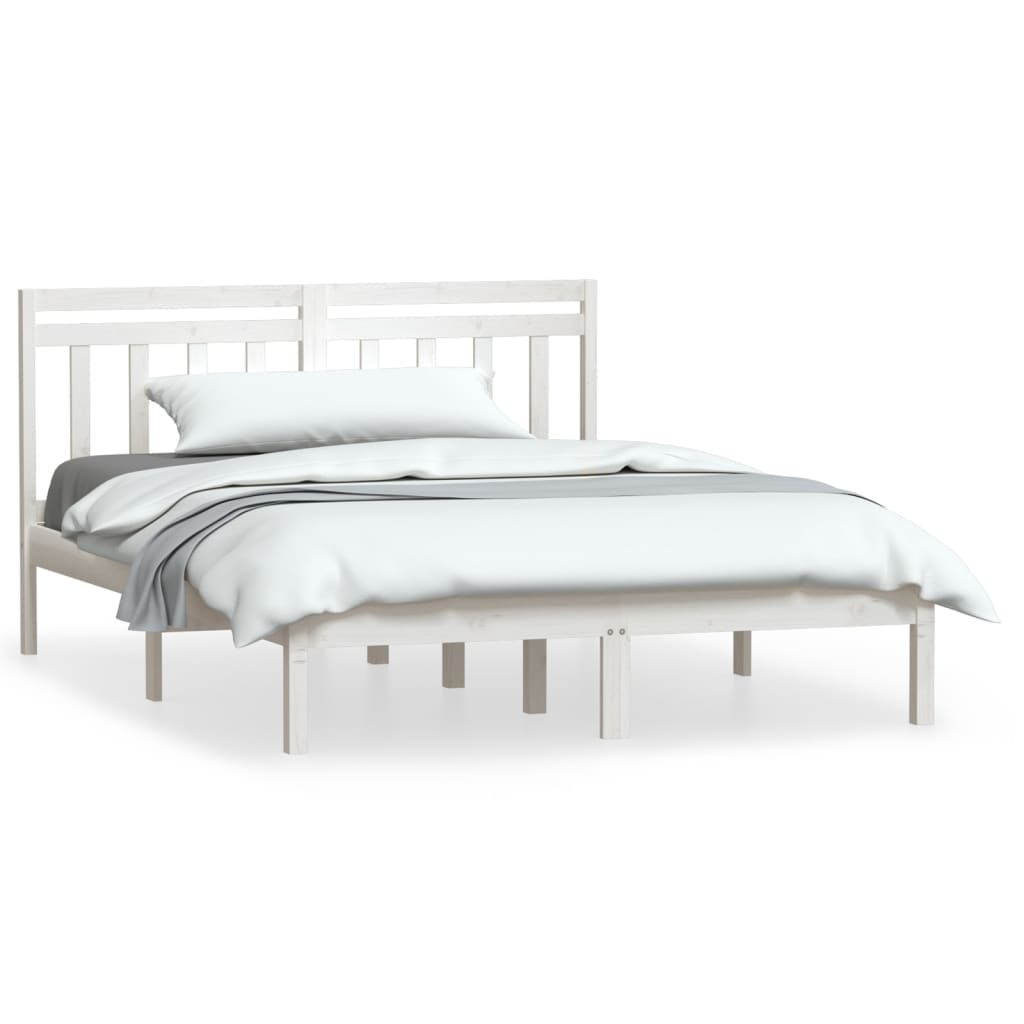 Okvir za krevet od masivne borovine bijeli 140 x 190 cm