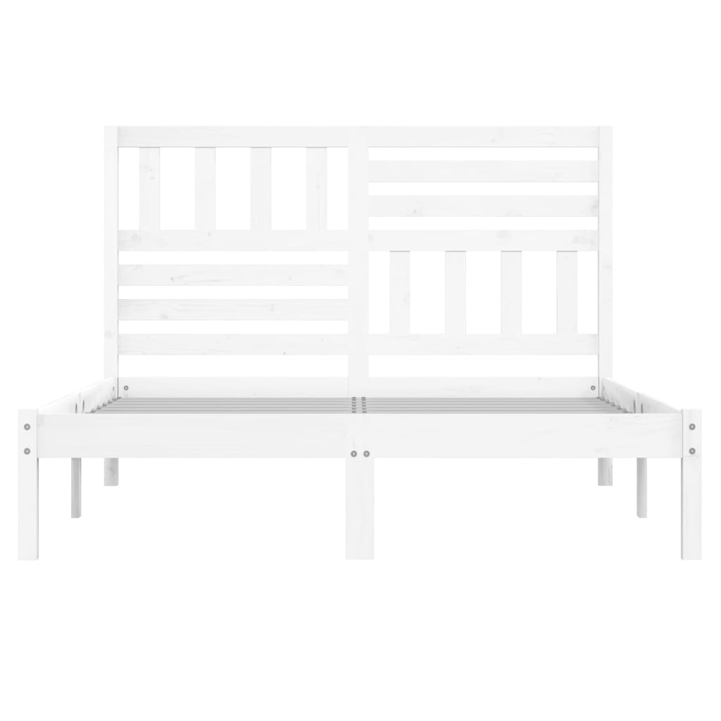 Okvir za krevet od masivne borovine bijeli 140 x 190 cm