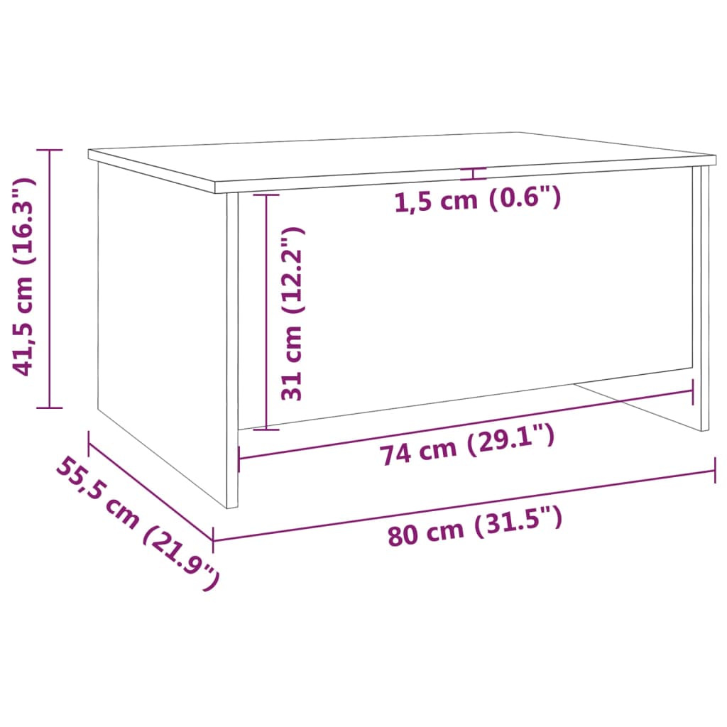 Stolić za kavu bijeli 80x55,5x41,5 cm od konstruiranog drva