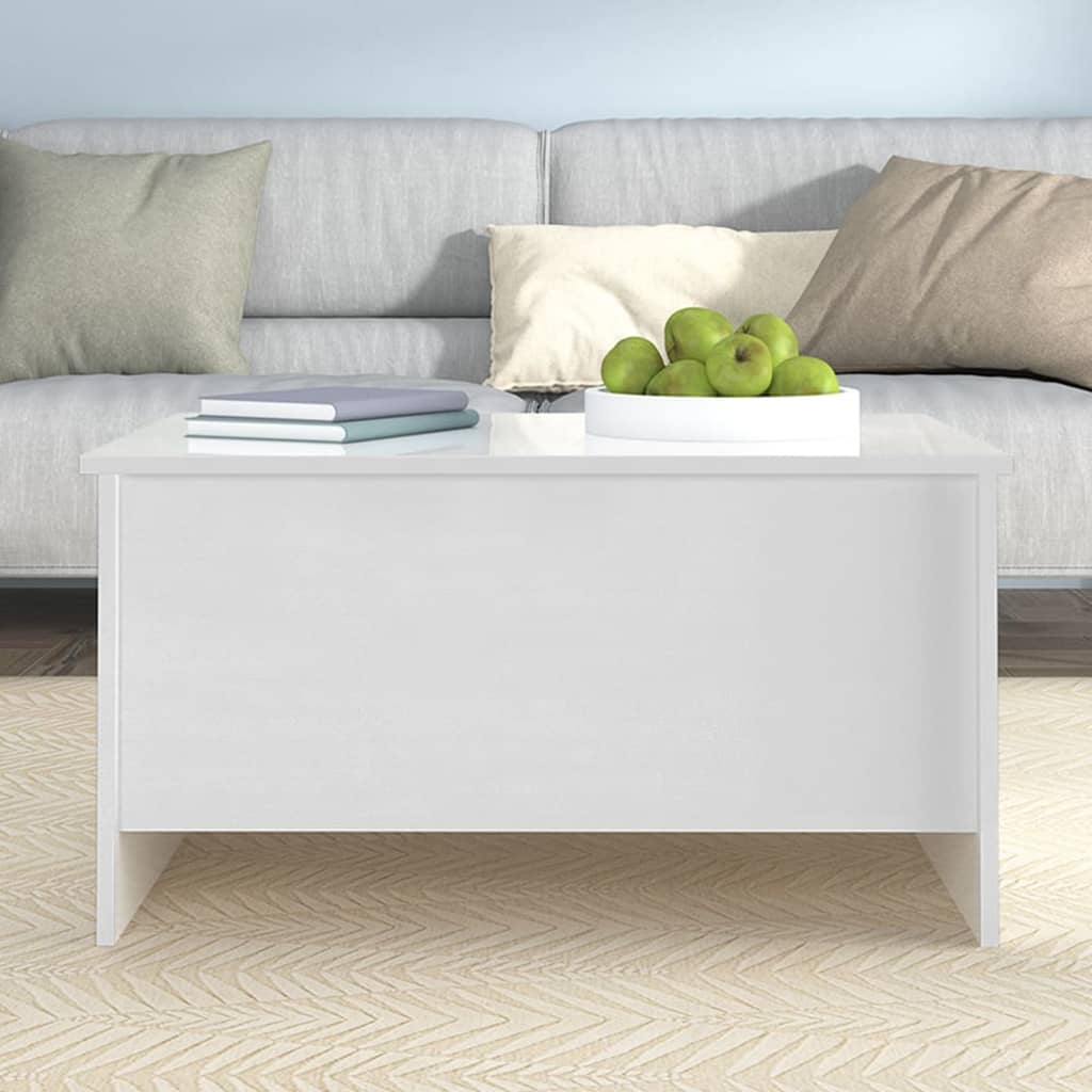 Stolić za kavu sjajni bijeli 80x55,5x41,5 cm konstruirano drvo