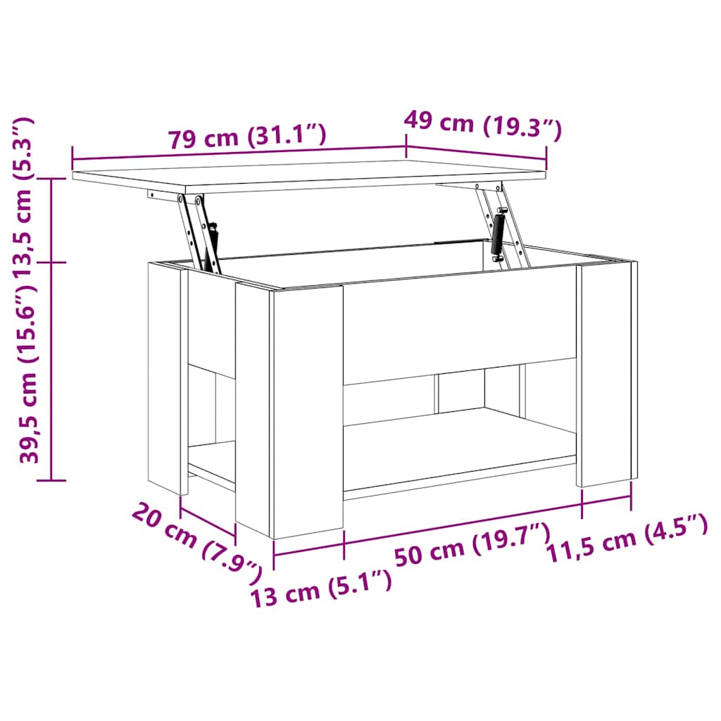 Stolić za kavu crni 79 x 49 x 41 cm od konstruiranog drva