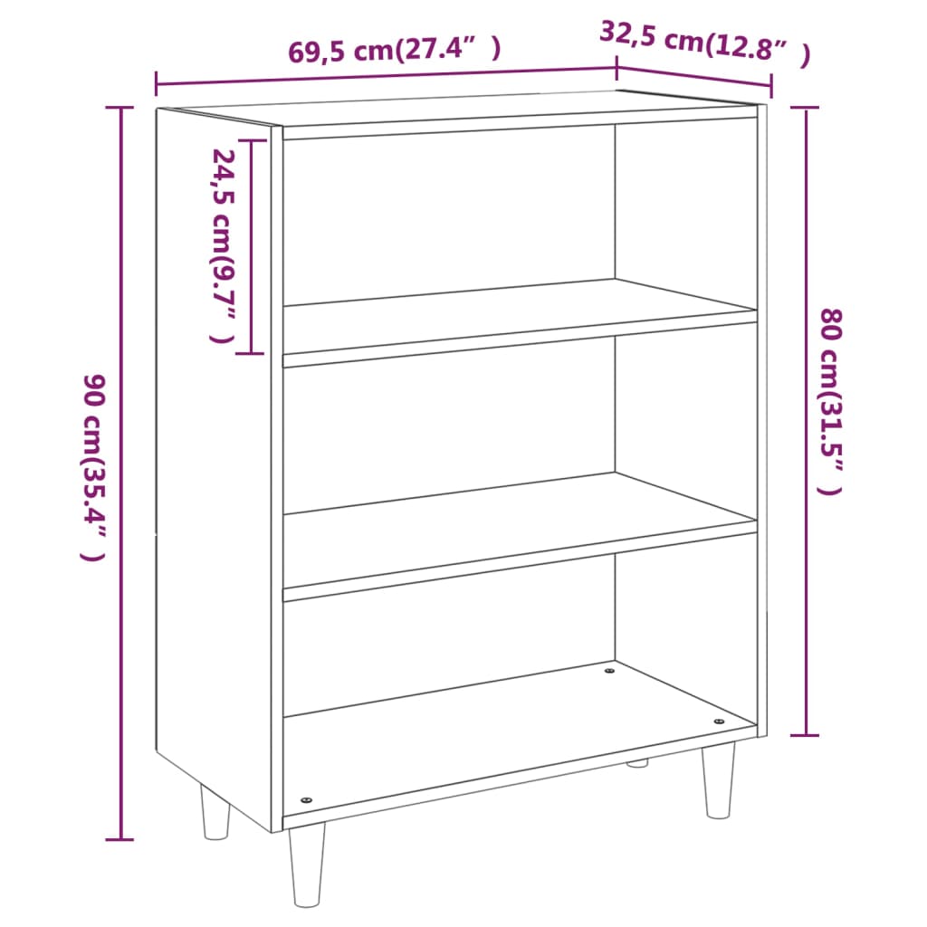 Komoda sjajna bijela 69,5x32,5x90 cm od konstruiranog drva