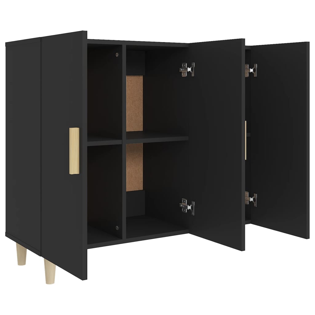Komoda crna 90x34x80 cm od konstruiranog drva