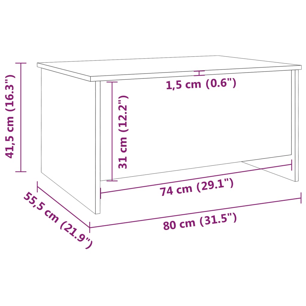 Stolić za kavu sivi hrast 80x55,5x41,5 cm konstruirano drvo