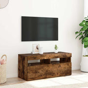 TV ormarić s LED svjetlima boja dimljenog hrasta 90x35x40 cm Smeđa