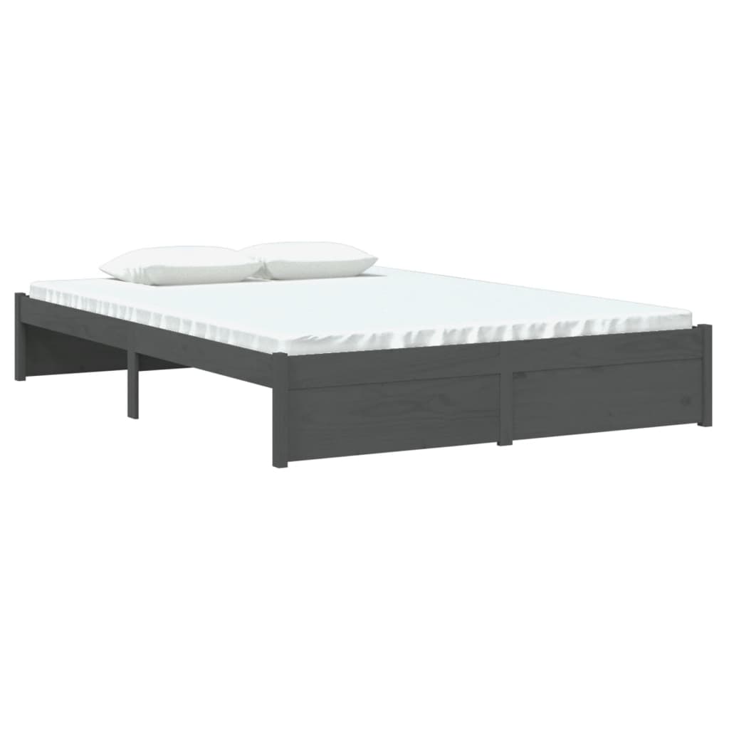 Okvir za krevet od masivnog drva sivi 140 x 200 cm
