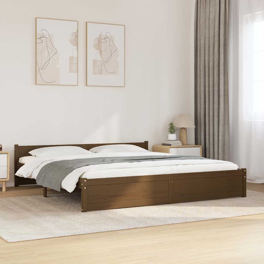 Okvir za krevet od masivnog drva smeđa boja meda 200 x 200 cm