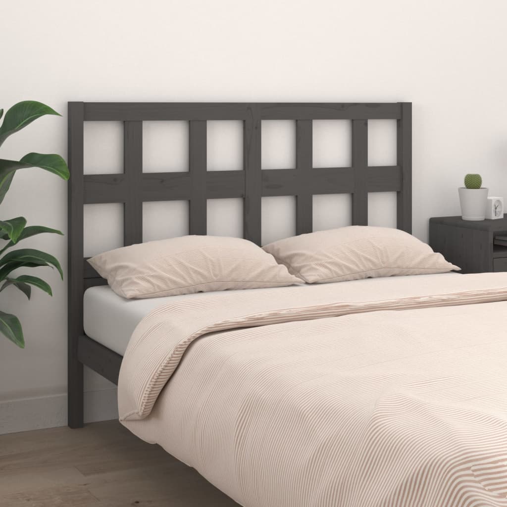 Uzglavlje za krevet sivo 145,5 x 4 x 100 cm od masivne borovine