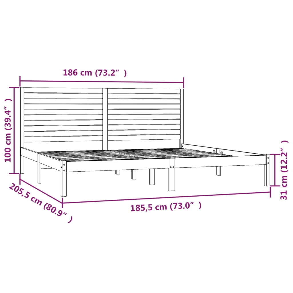 Okvir za krevet od masivnog drva 180 x 200 cm veliki bračni