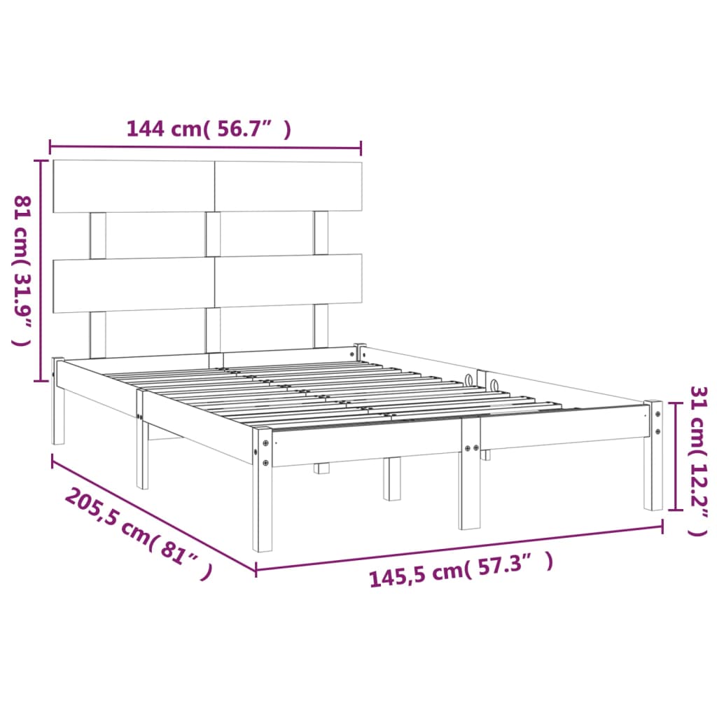 Okvir za krevet od masivnog drva 140 x 200 cm