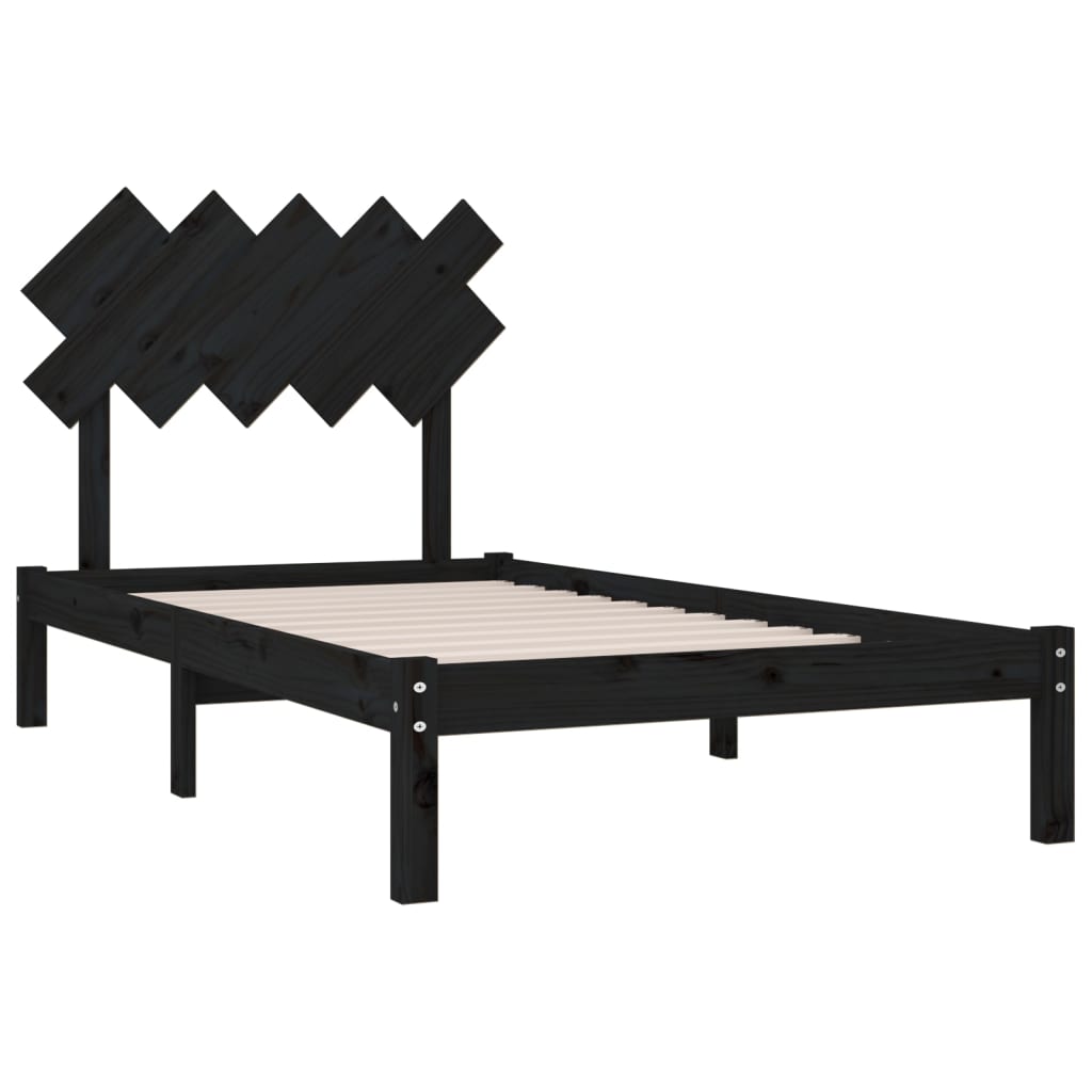 Okvir za krevet crni 100x200 cm od masivnog drva