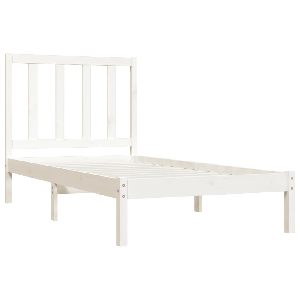 Okvir za krevet od borovine bijeli 75x190 cm jednokrevetni