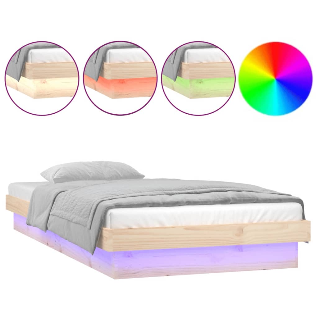 LED okvir za krevet 90 x 200 cm od masivnog drva