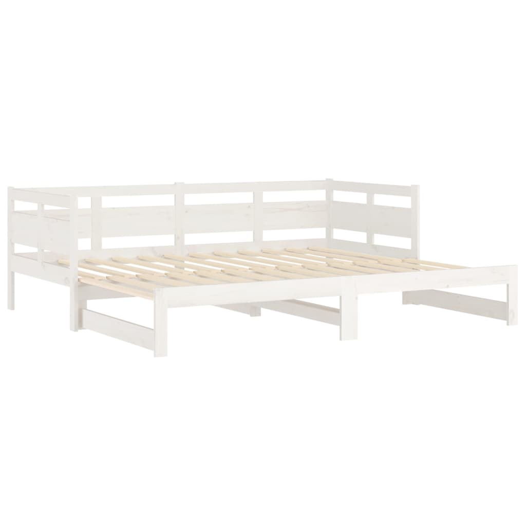 Dnevni ležaj na izvlačenje bijeli 2x(90x200)cm masivna borovina