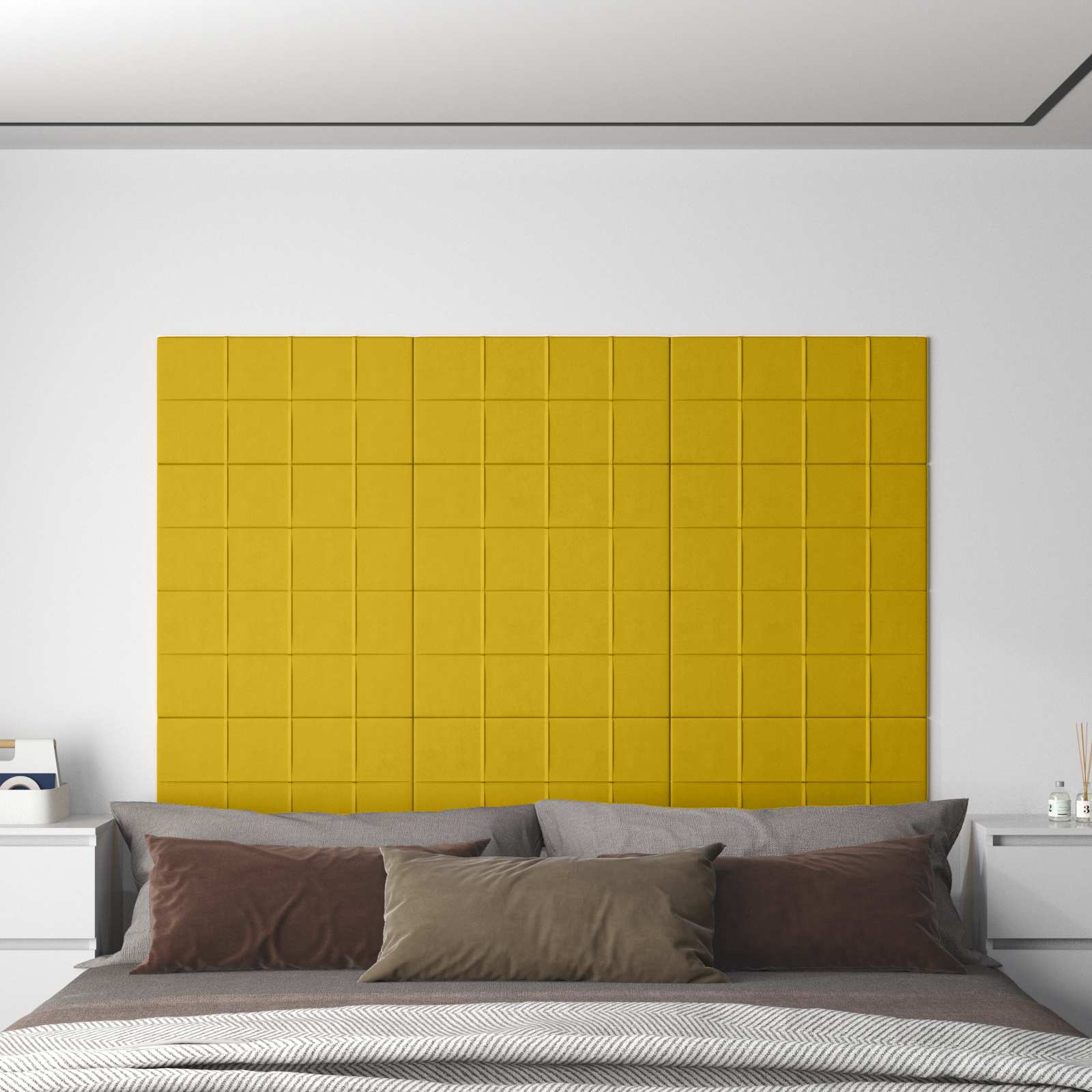 Zidna uzglavlja 12 pcs Žuta 60 x 30 cm Baršun