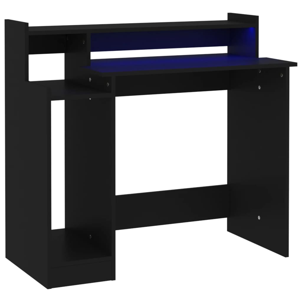 Radni stol s LED svjetlima crni 97x45x90 cm konstruirano drvo