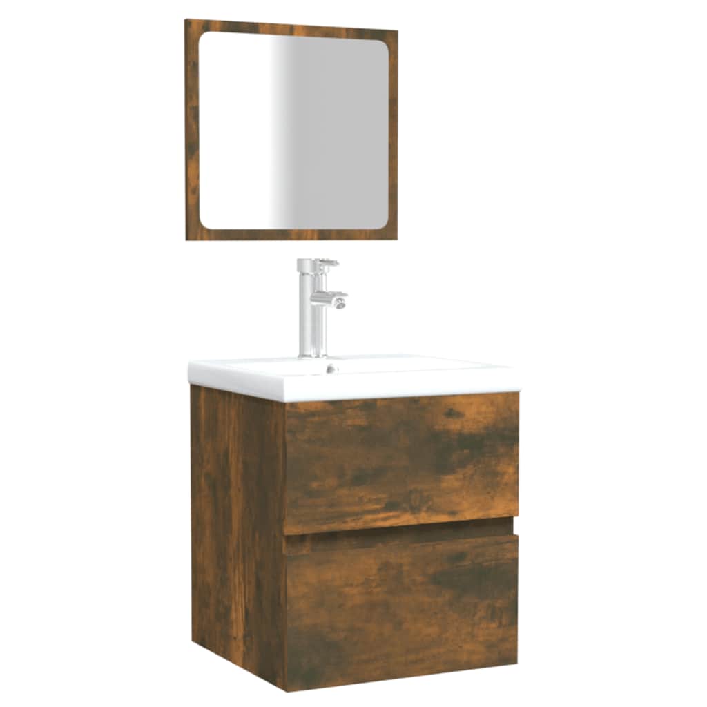 Kupaonski ormarić s ogledalom dimljeni hrast konstruirano drvo