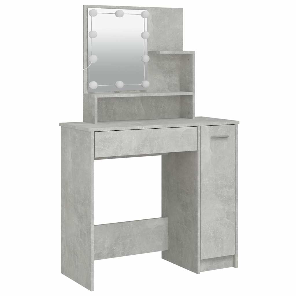Set toaletnog stolića LED siva bojabetona od konstruiranog drva 60 x 40 x 140 cm