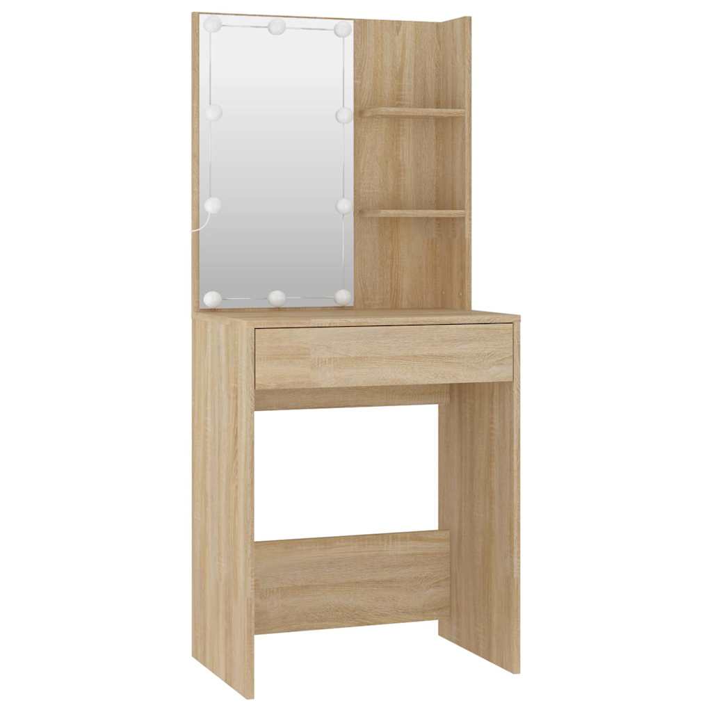 Set toaletnog stolića boja hrasta sonome LED konstruirano drvo Smeđa 60 x 40 x 140 cm
