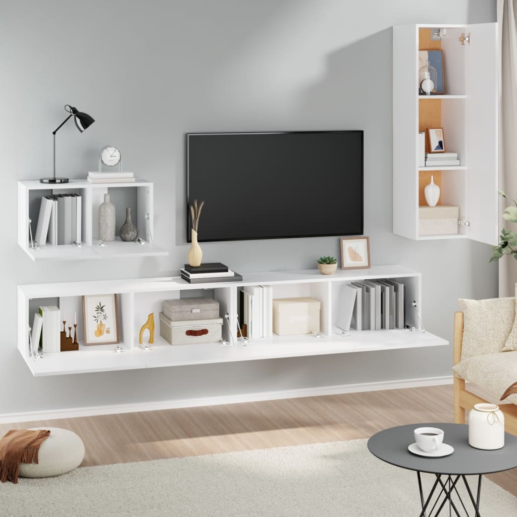 4-dijelni set TV ormarića bijeli od konstruiranog drva