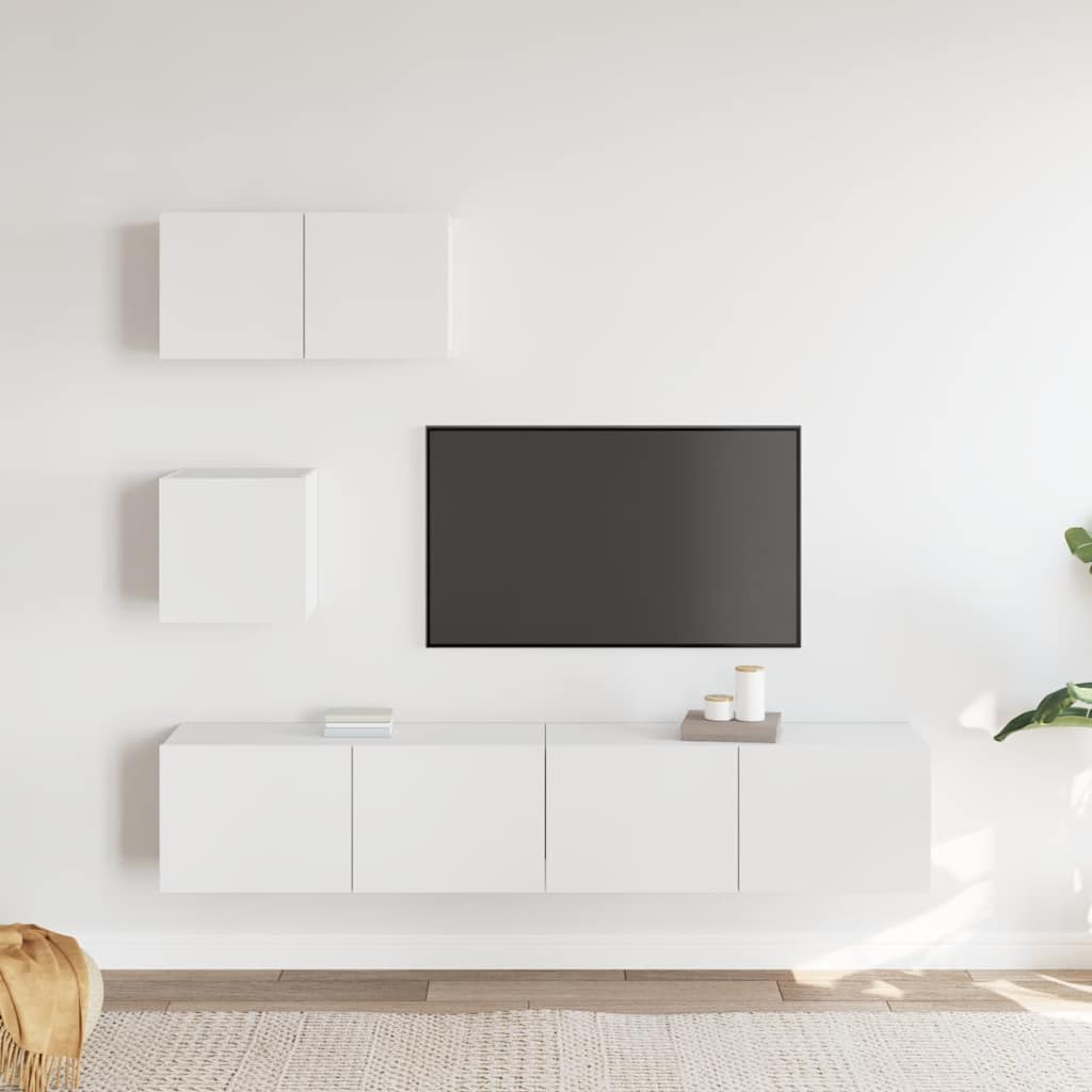 4-dijelni set TV ormarića bijeli od konstruiranog drva