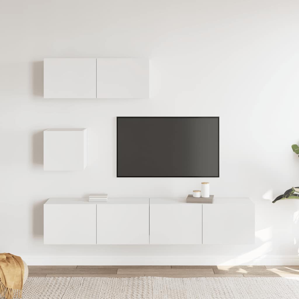 4-dijelni set TV ormarića bijeli od konstruiranog drva