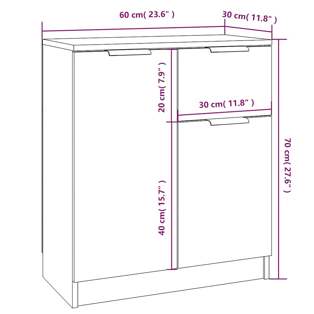 Komode 2 kom boja dimljenog hrasta 60x30x70cm konstruirano drvo Smeđa