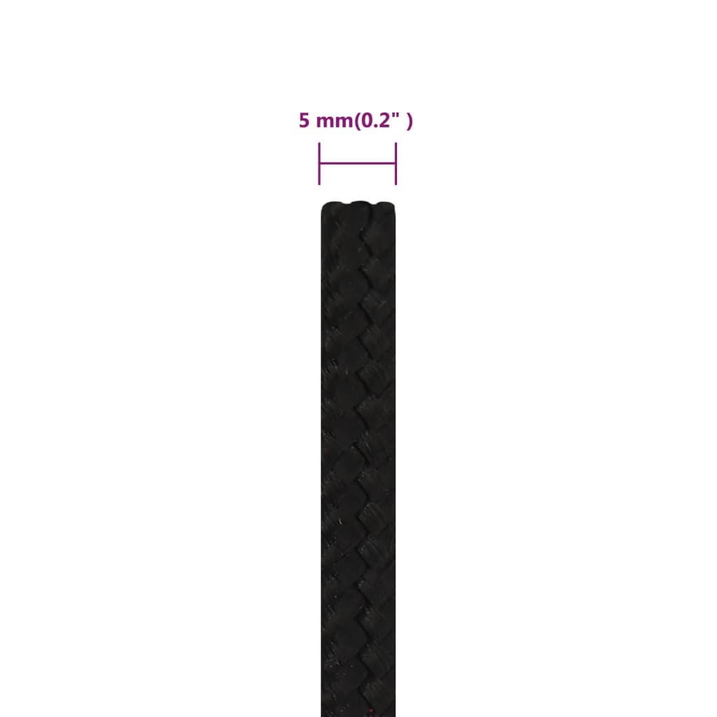 Radno uže crno 5 mm 25 m poliestersko