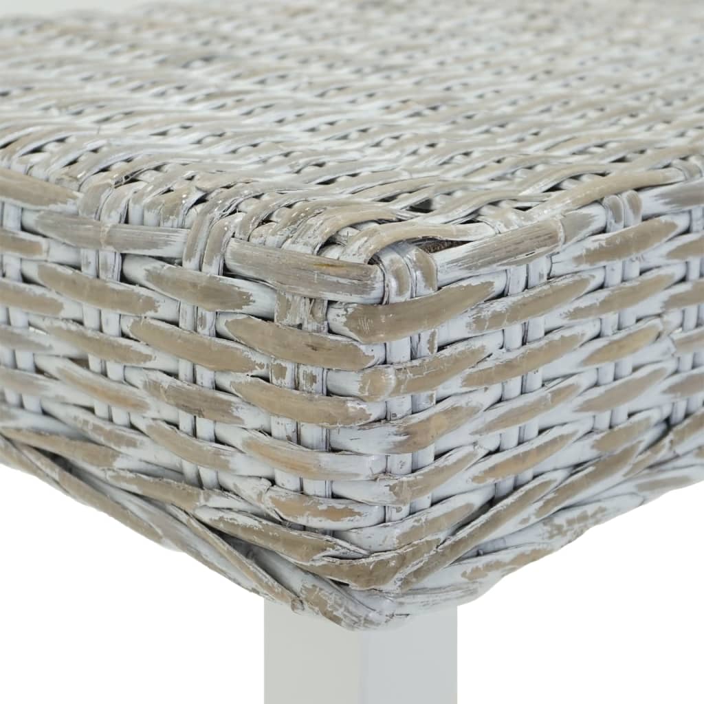 Klupa bijela 160x35x45 cm prirodni kubu ratan i masivno drvo mahagonij