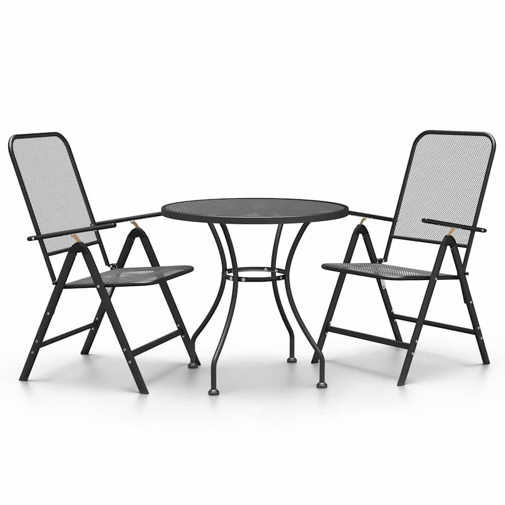 3-dijelni vrtni blagovaonski set ekspandirani metal antracit Antracitno siva Ø 80 cm table