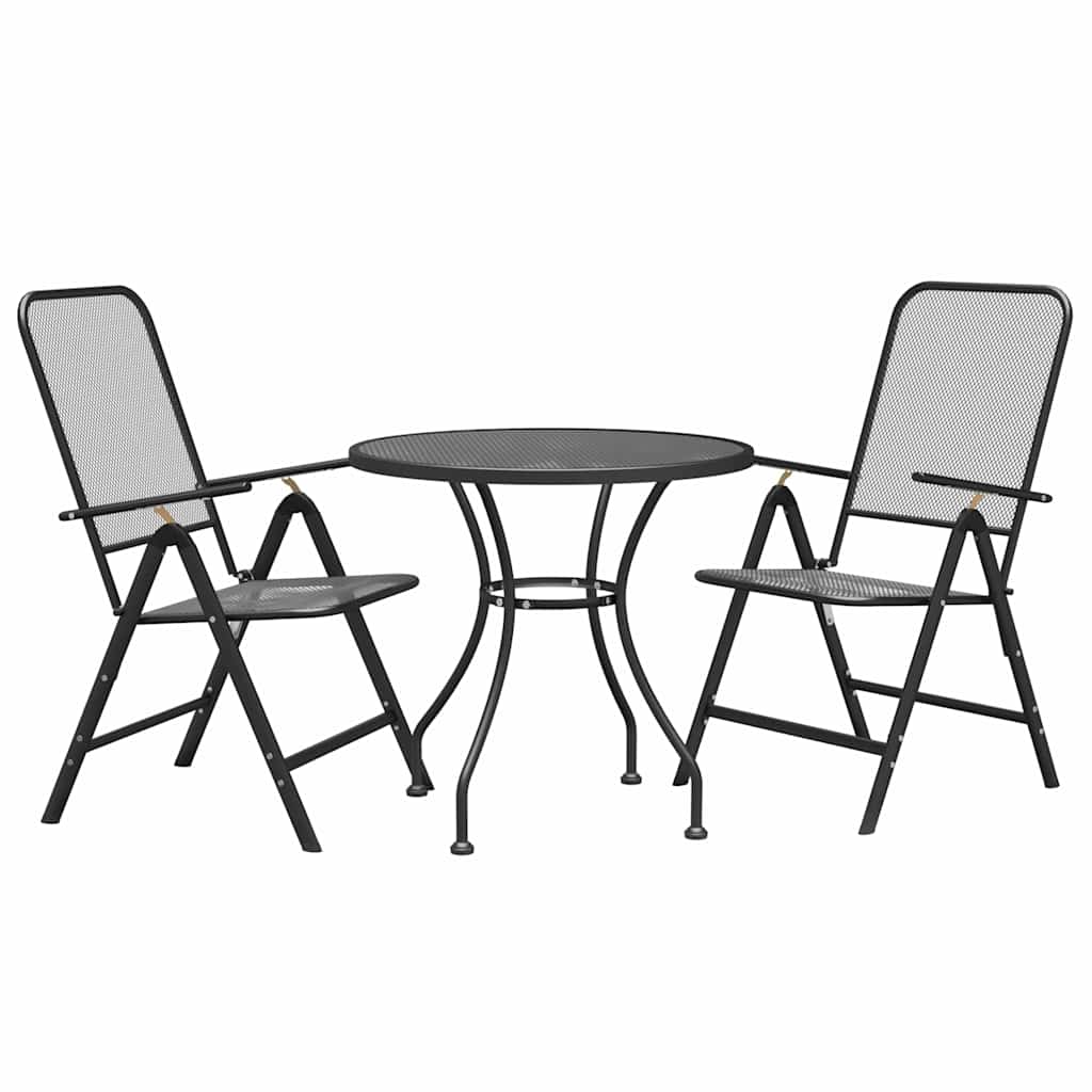 3-dijelni vrtni blagovaonski set ekspandirani metal antracit Antracitno siva Ø 80 cm table