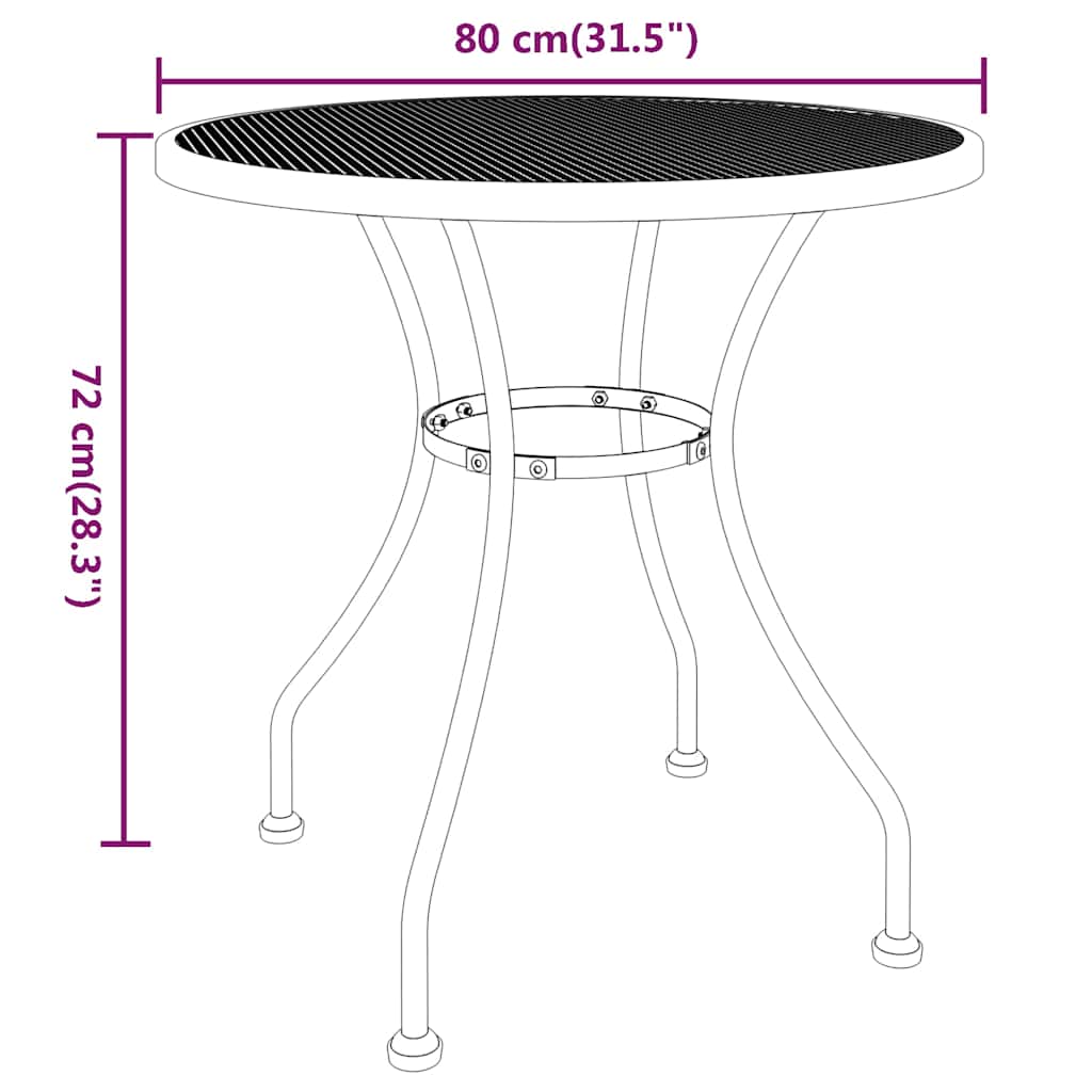 3-dijelni vrtni blagovaonski set ekspandirani metal antracit Antracitno siva Ø 80 cm table