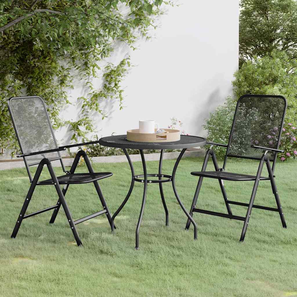 3-dijelni vrtni blagovaonski set ekspandirani metal antracit Antracitno siva Ø 80 cm table