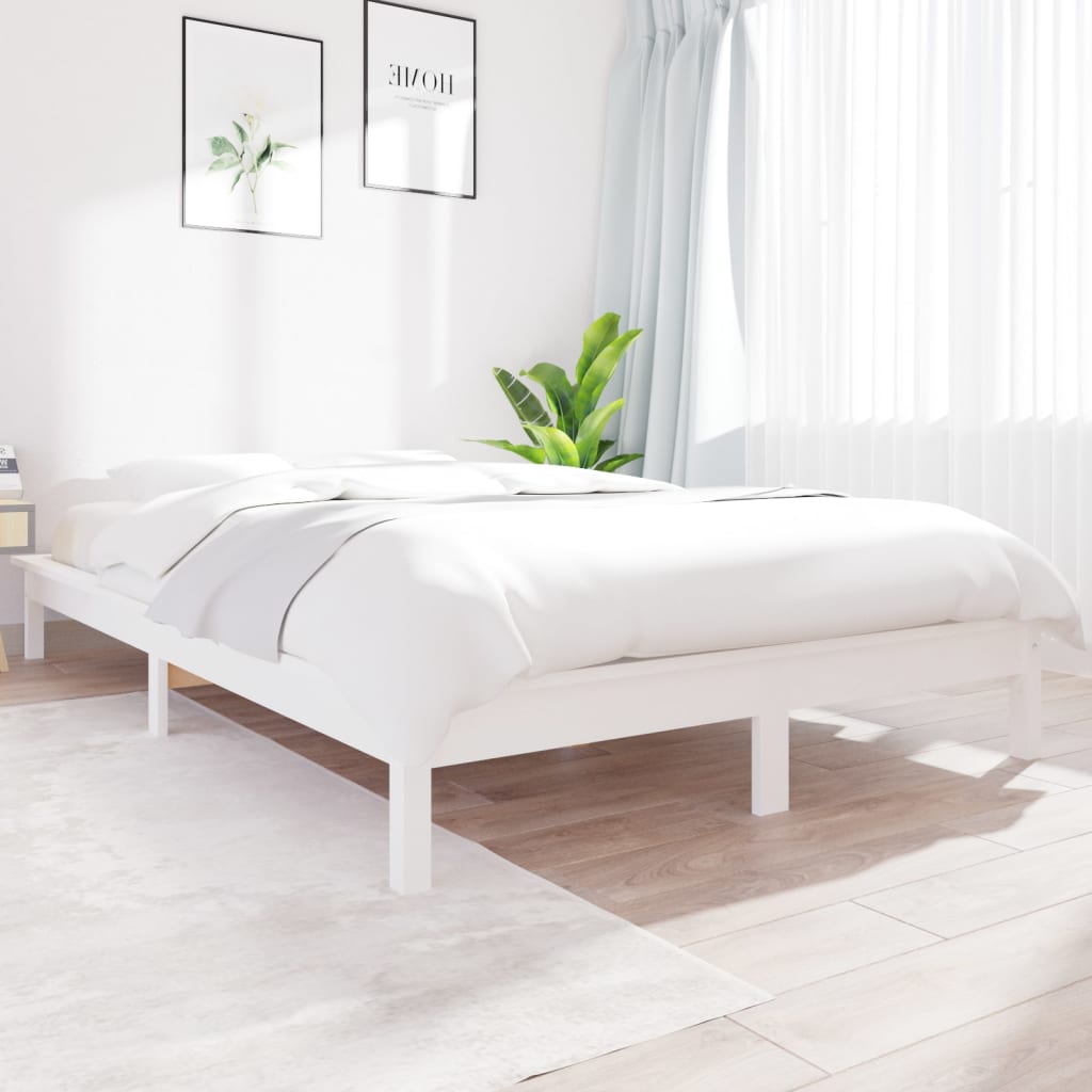Okvir za krevet bijeli 160x200 cm od masivne borovine
