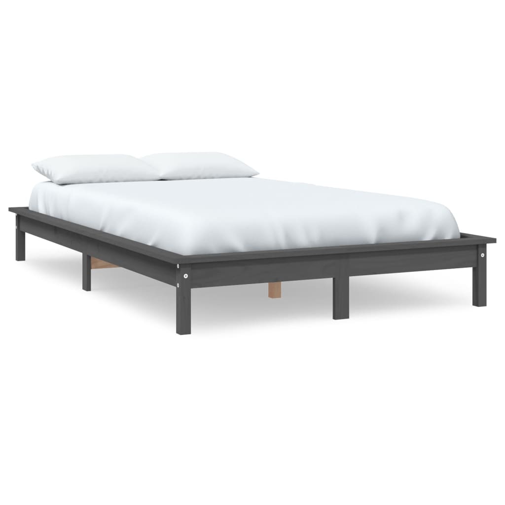 Okvir za krevet sivi 200 x 200 cm od masivne borovine