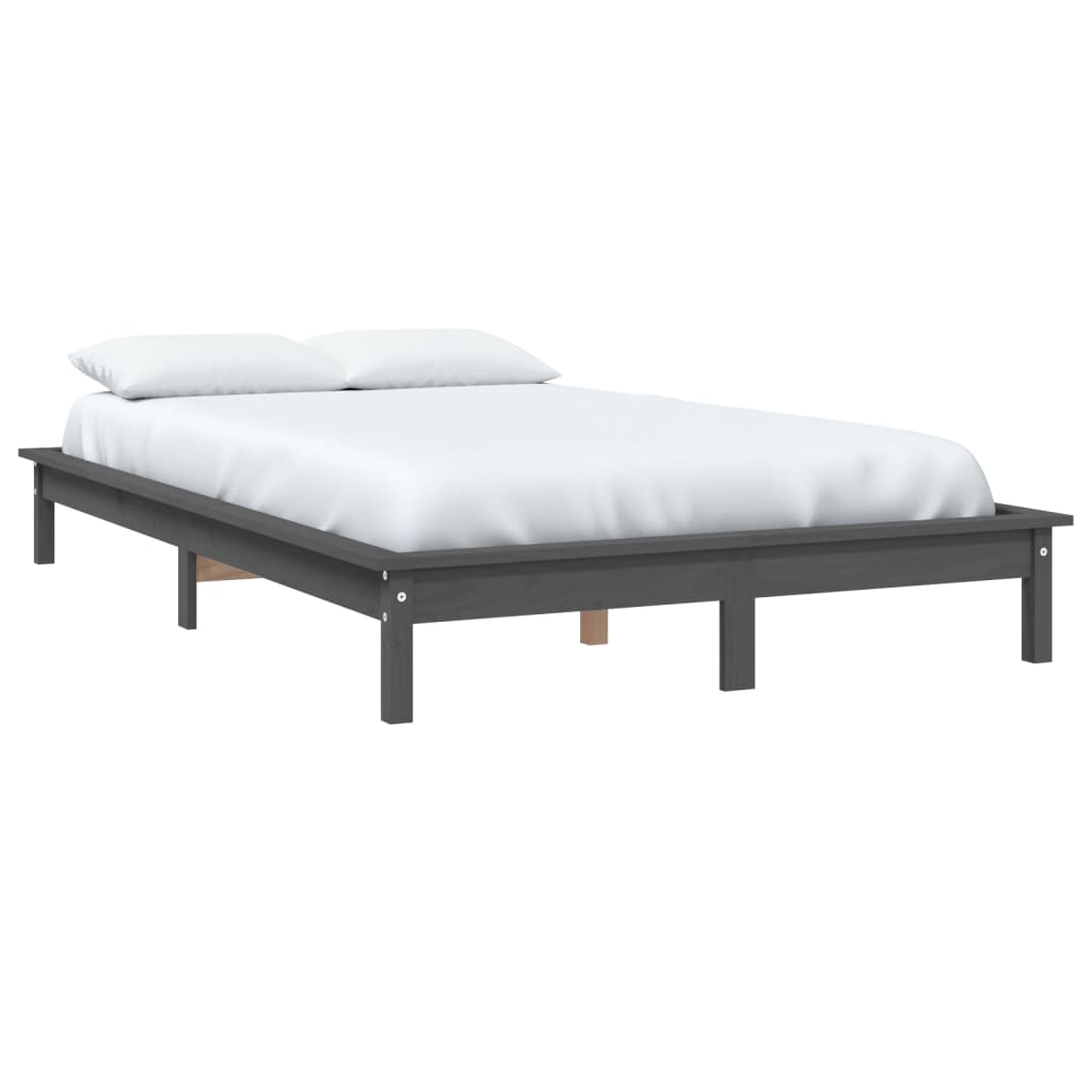 Okvir za krevet sivi 200 x 200 cm od masivne borovine