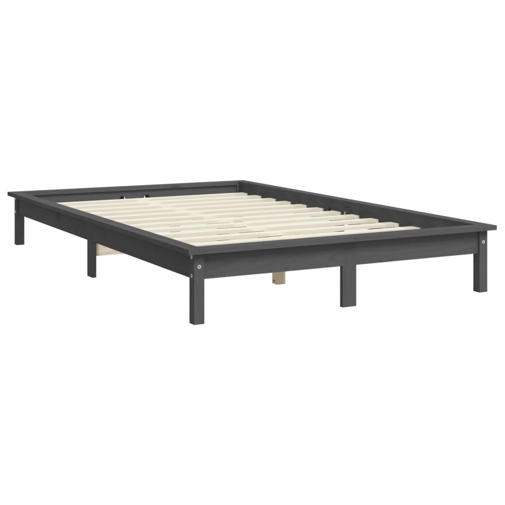 Okvir za krevet sivi 200 x 200 cm od masivne borovine