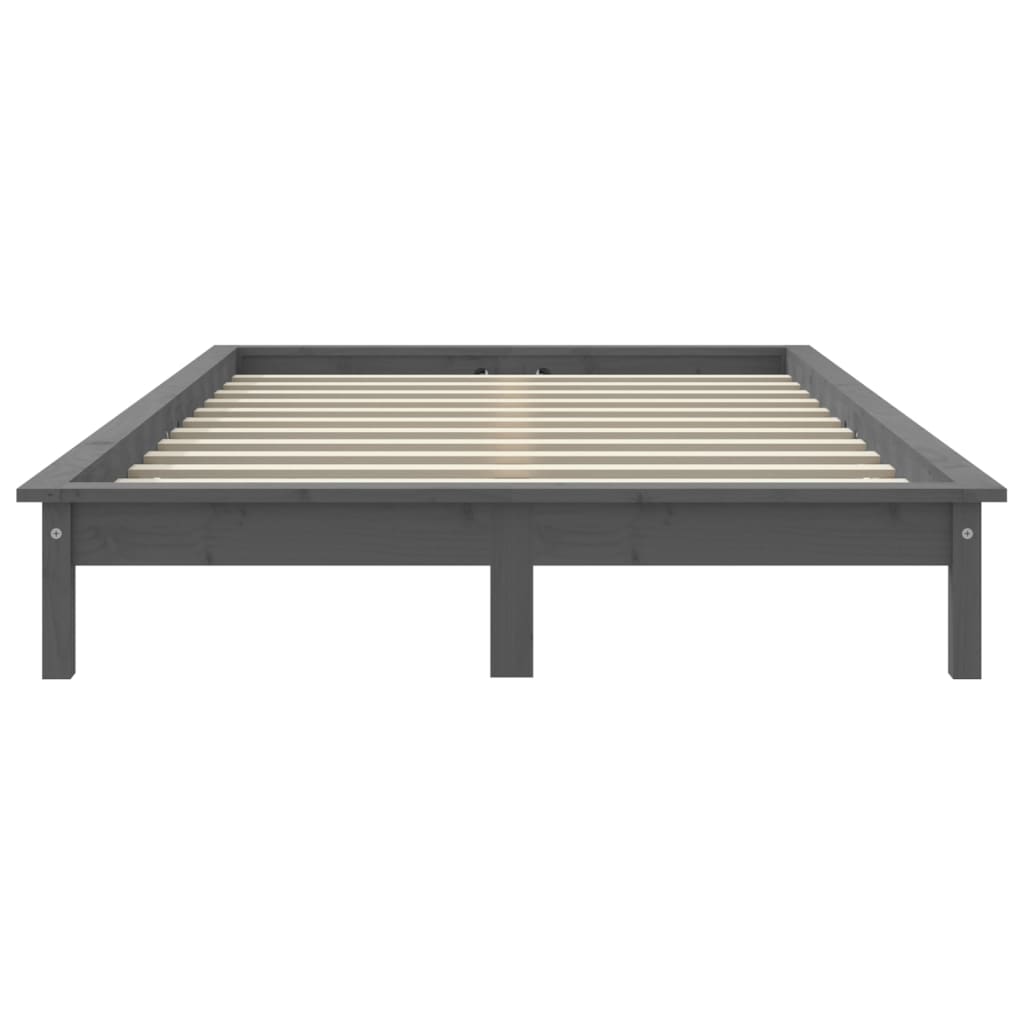 Okvir za krevet sivi 200 x 200 cm od masivne borovine