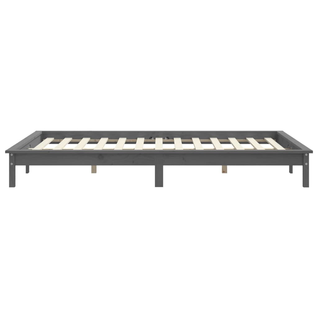 Okvir za krevet sivi 200 x 200 cm od masivne borovine