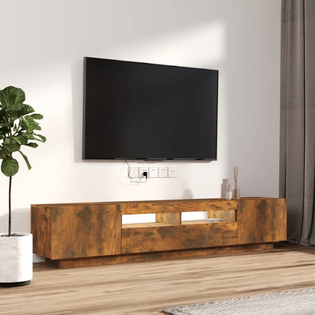 2-dijelni set TV ormarića LED boja dimljenog hrasta drveni